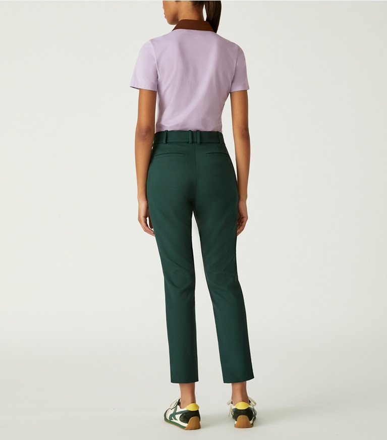 Tory Sport designer tops Performance Piqué Color-Block Polo in Lavender Field / Dark Roast front