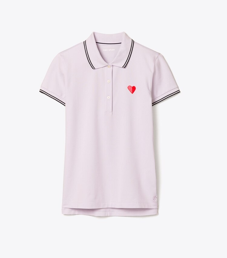 Tory Sport designer tops Performance Piqué Heart Polo in Cool Lavender front
