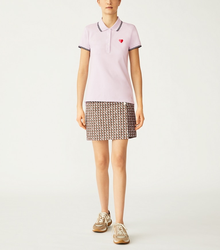 Tory Sport designer tops Performance Piqué Heart Polo in Cool Lavender front