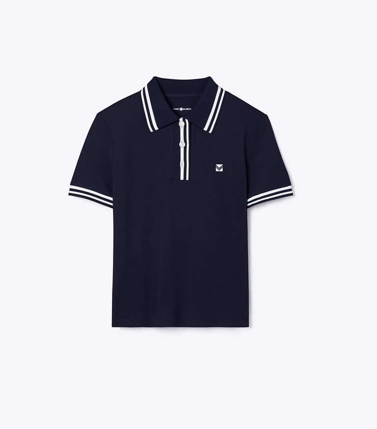 Tory Sport designer トップス パフォーマンス ピケ ポロシャツ in Deep Navy / Snow White front
