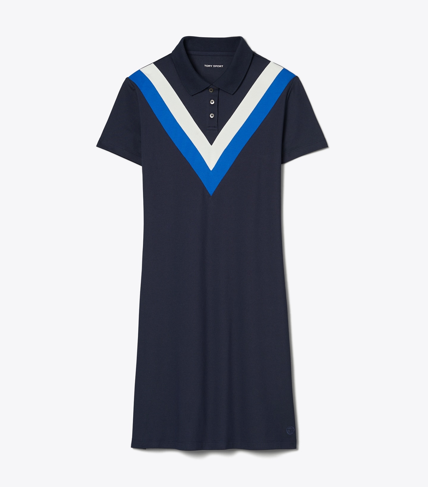 Performance Piqué Chevron Polo Dress