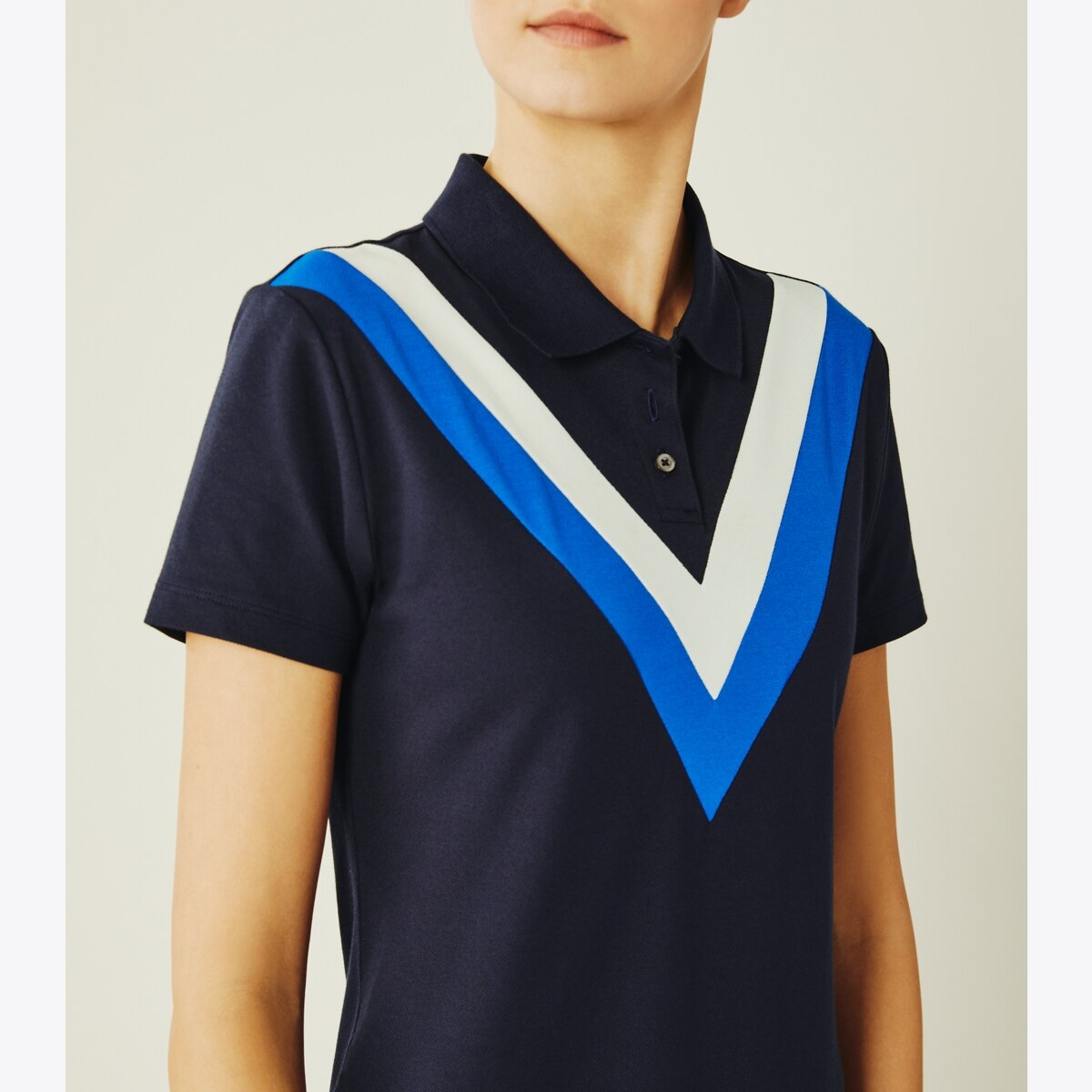 Performance Piqué Chevron Polo Dress: Women's Designer