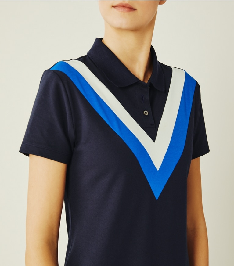 Performance Piqué Chevron Polo Dress: Women's Designer