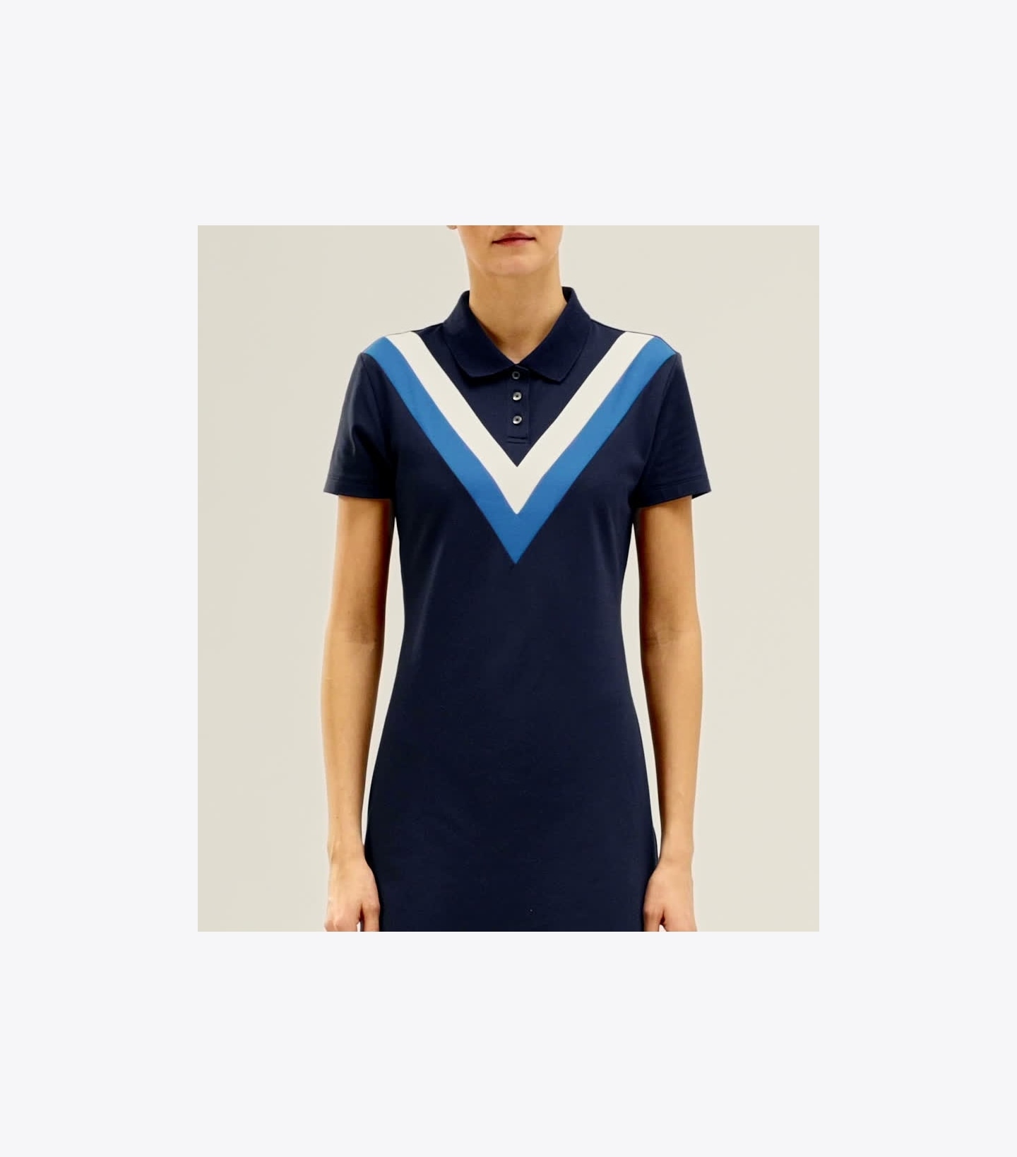 Performance Piqué Chevron Polo Dress