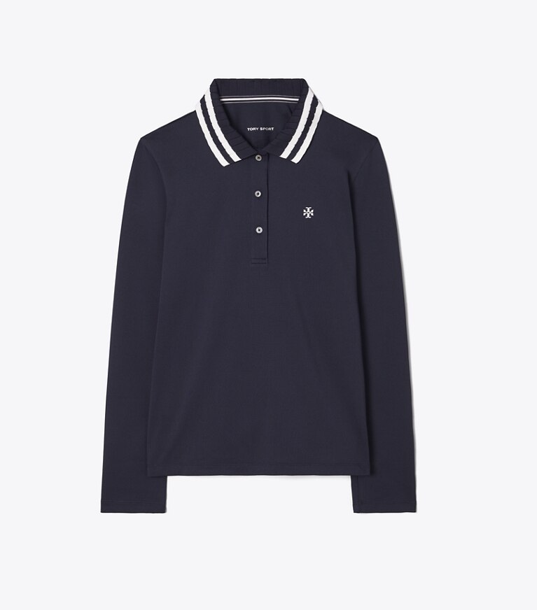 Performance Piqué Long-Sleeve Polo: Women's Designer Tops
