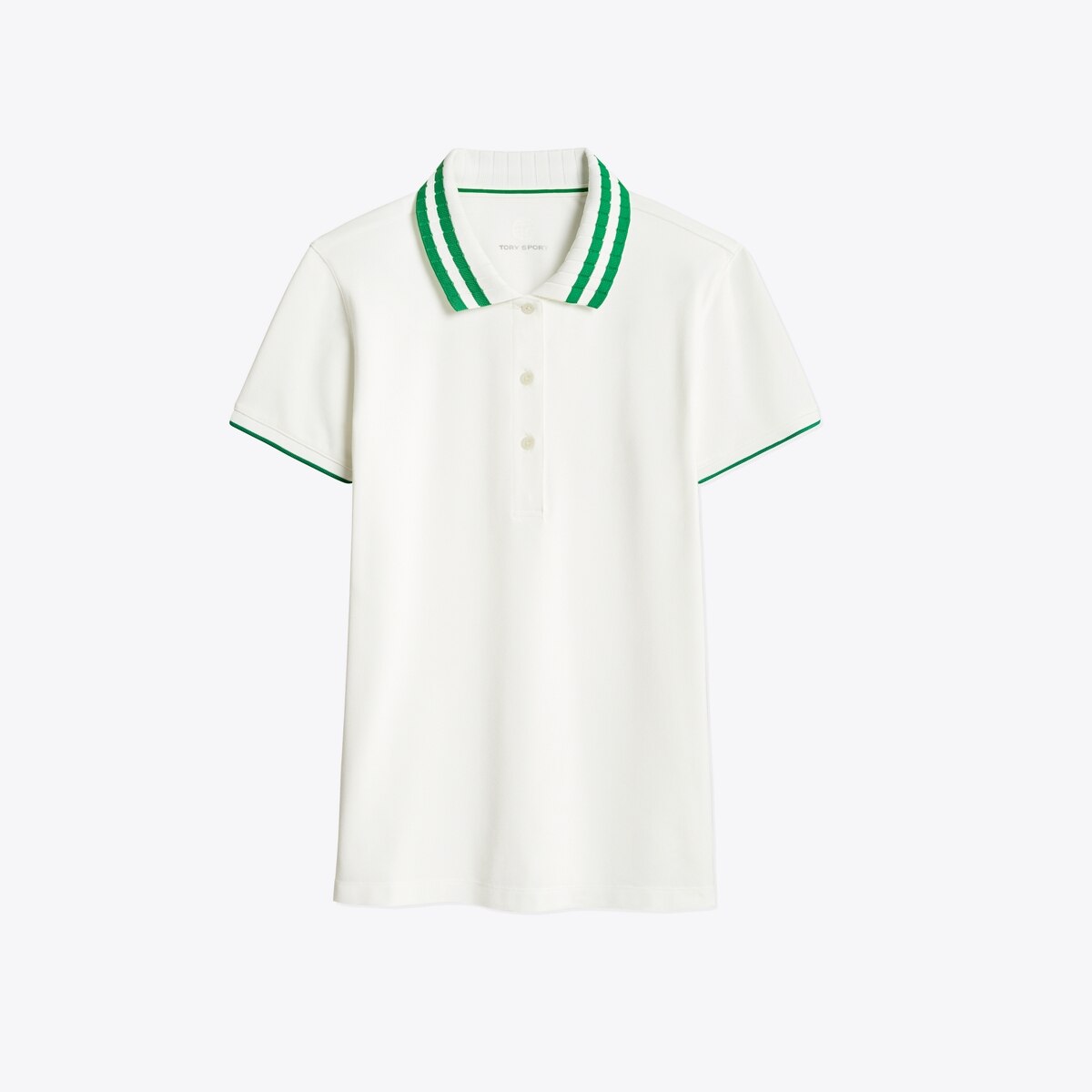 Performance Piqué Pleated-Collar Polo: Women's Designer Tops