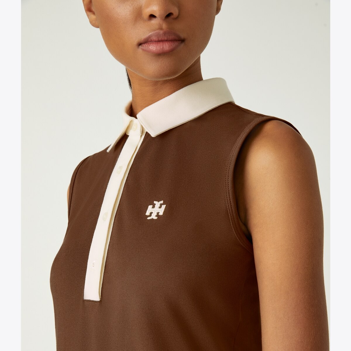 Pique sleeveless polo shirt shop