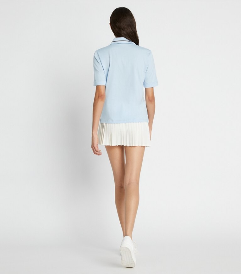 Tory Sport designer oberteile Performance-Polotunika in Ice Floe / Mocha Chip on model back