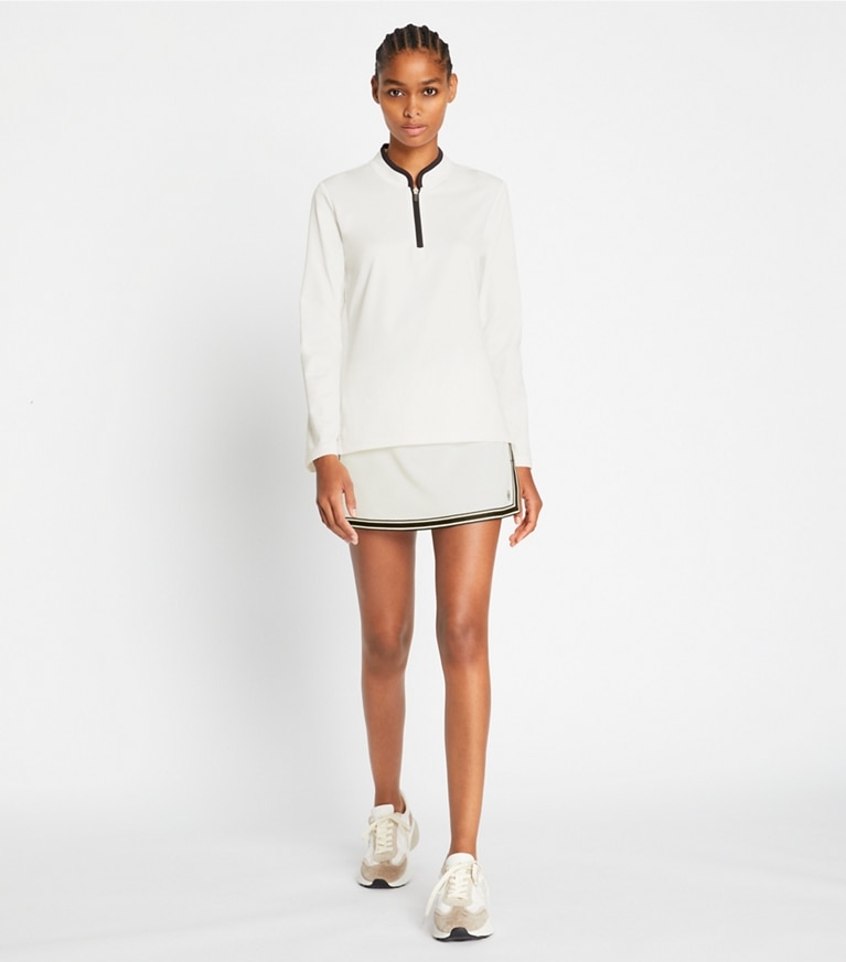 Tory Sport designer oberteile Performance-Pullover mit halbem Reißverschluss in Snow White front