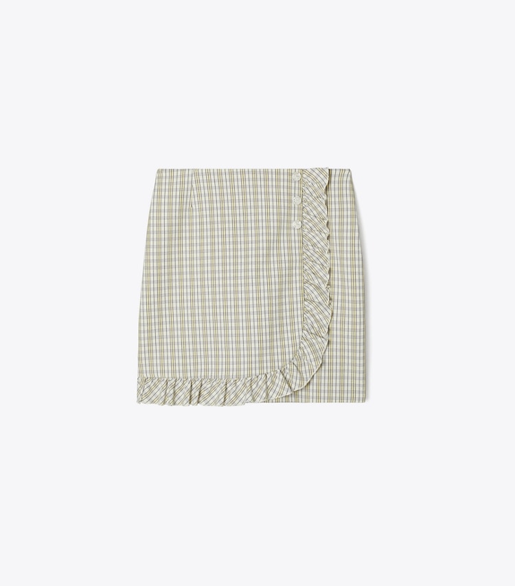 Tory Sport designer bottoms Performance Twill Golf Skirt in New Ivory Pin Stripe Plaid front