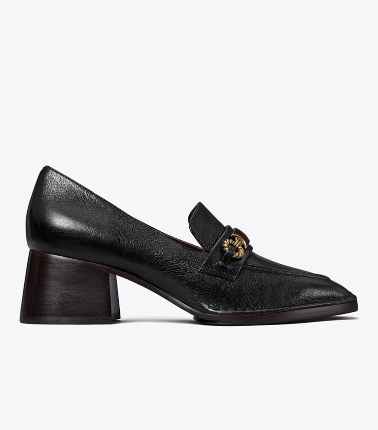 Tory Burch designer heels Perrine Heel Loafer in PERFECT BLACK angle