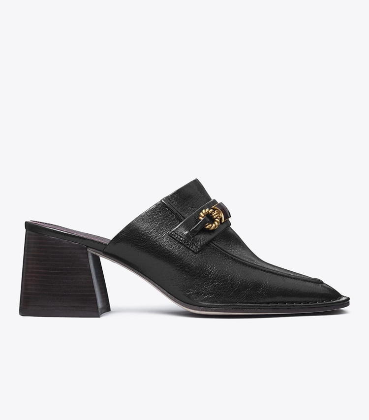 Tory Burch designer heels Perrine Heel Mule in PERFECT BLACK side