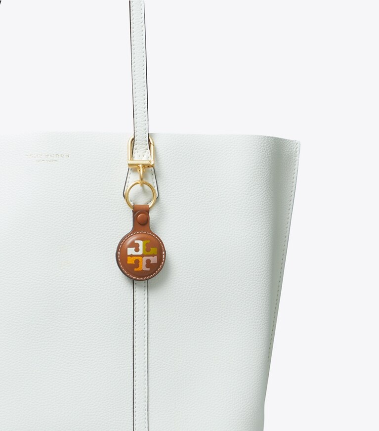 Tory Burch designer tech accessories Perry Bombé AirTag Holder in Classic Cuoio phone
