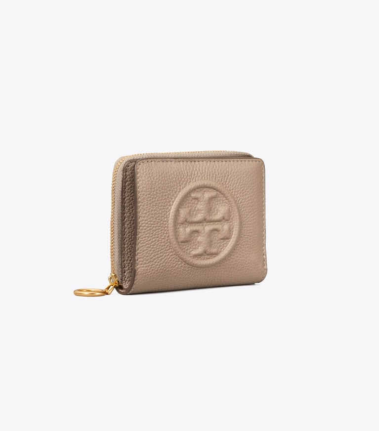 Tory Burch designer wallets Perry Bombé Bi-Fold Wallet in Gray Heron angle