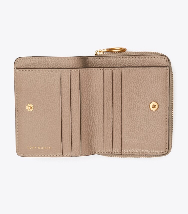Tory Burch designer wallets Perry Bombé Bi-Fold Wallet in Gray Heron overhead