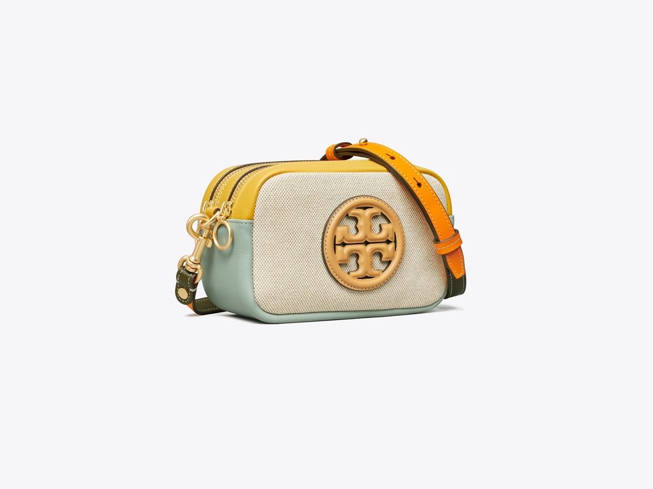 Tory Burch Miller Canvas & Leather Crossbody Bag In Natural