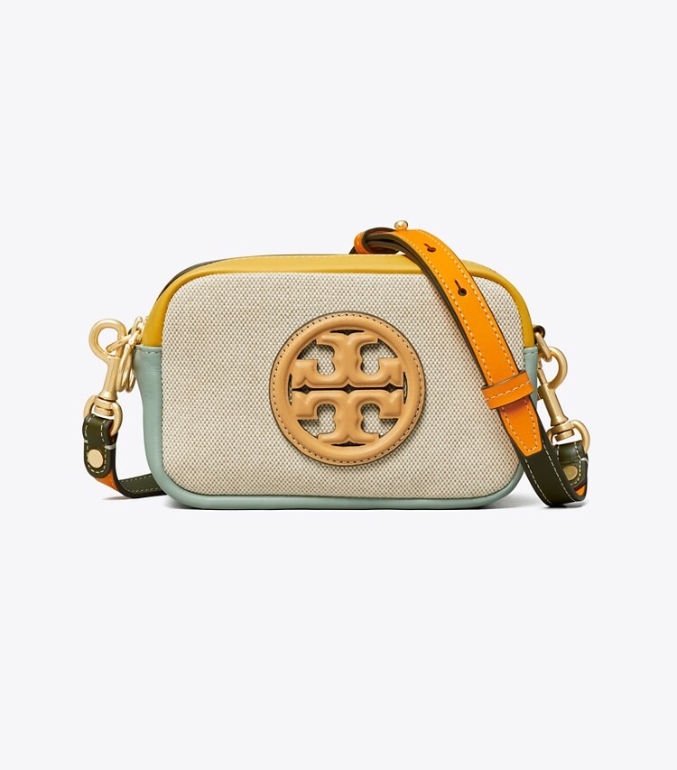 Tory Burch designer crossbody bags Perry Bombé Canvas Mini Bag in Natural front