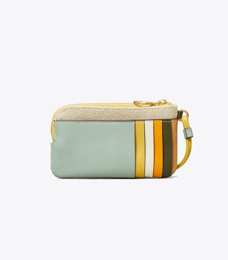 Tory Burch designer card cases Perry Bombé Canvas Top-Zip Card Case  in Natural back