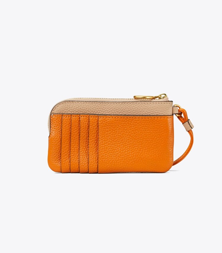 Tory Burch designer card cases Perry Bombé Color-Block Top-Zip Card Case in Devon Sand back