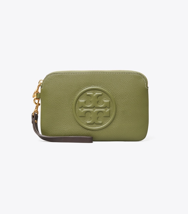 Tory Burch designer wristlets Perry Bombé Color-Block Wristlet in Daphne / NEW CREAM angle