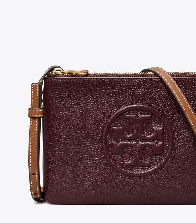 Tory Burch designer crossbody bags Perry Bombé Double-Zip Crossbody in Fig detail