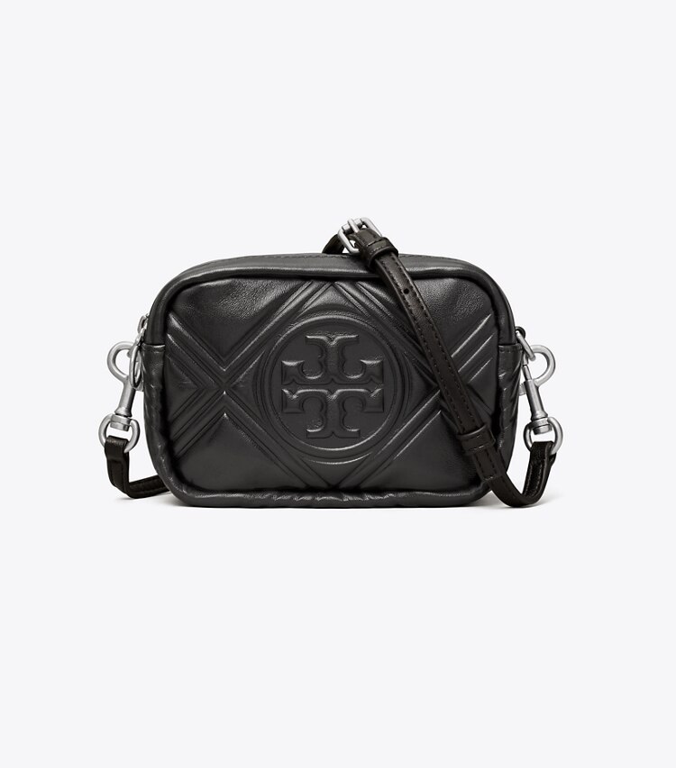 Tory Burch designer crossbody bags Perry Bombé Embossed Mini Bag in Black front