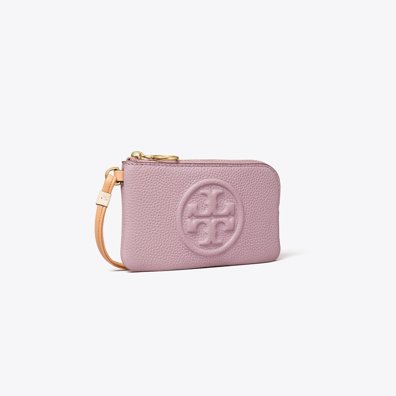 Tory Burch Perry Bombe Top-zip Card Case In Pink Moon