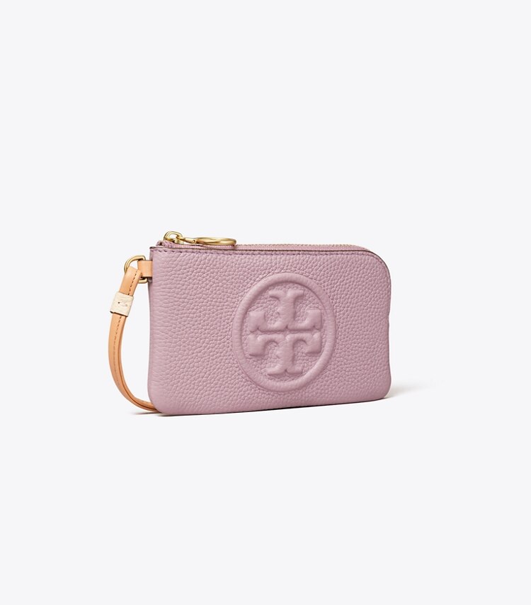 Tory Burch designer card cases Perry Bombe Color-Block Top-Zip Card Case in Thistle Mix angle