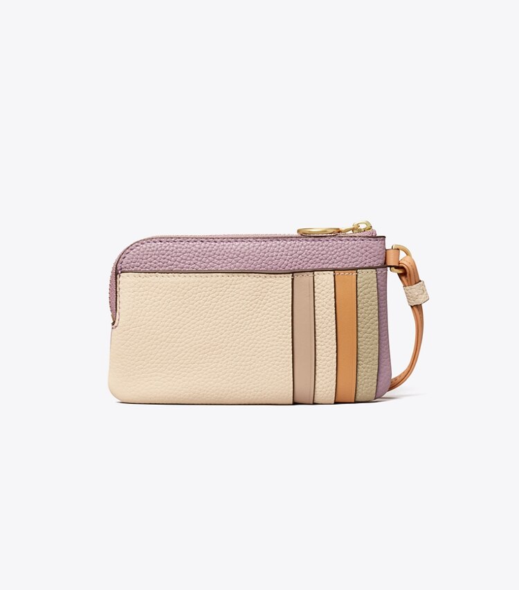 Tory Burch designer card cases Perry Bombe Color-Block Top-Zip Card Case in Thistle Mix back