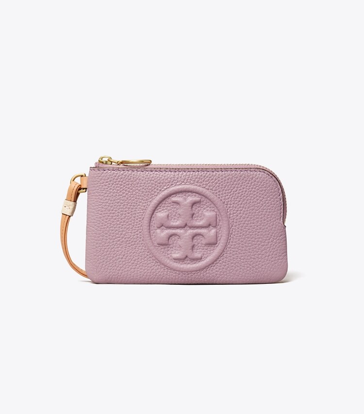 Tory Burch designer card cases Perry Bombe Color-Block Top-Zip Card Case in Thistle Mix front