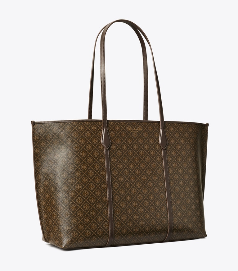 Tory Burch designer tote bags Perry Coated Canvas Tote in French Press angle