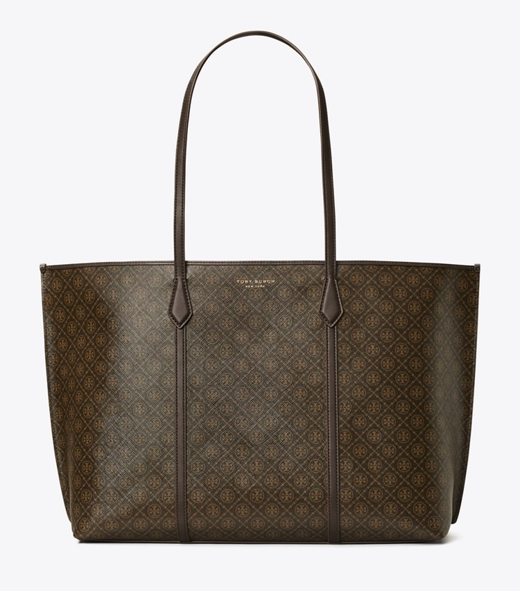 Tory Burch designer tote bags Perry Coated Canvas Tote in French Press front