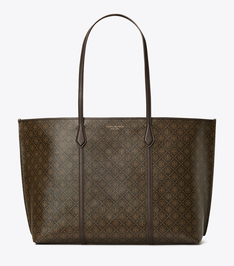 Tory Burch designer tote bags Perry Coated Canvas Tote in French Press angle