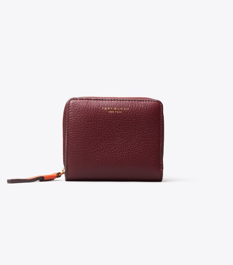 Tory Burch designer wallets Perry Color-Block Medium Wallet in Tramonto/Port front