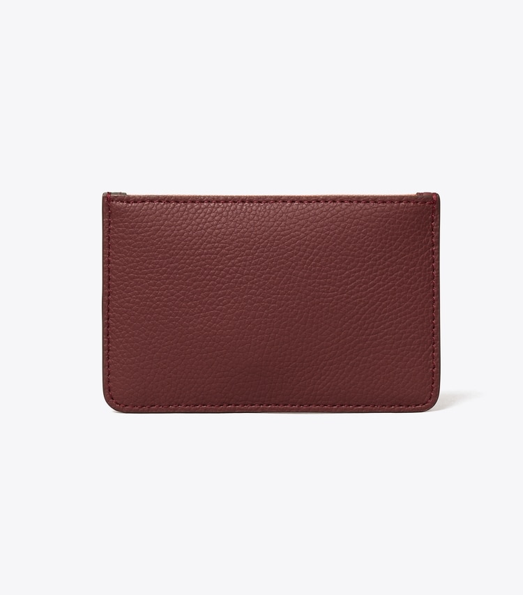 Tory Burch designer card cases Perry Color-Block Top-Zip Card Case in DARK RHUBARB back