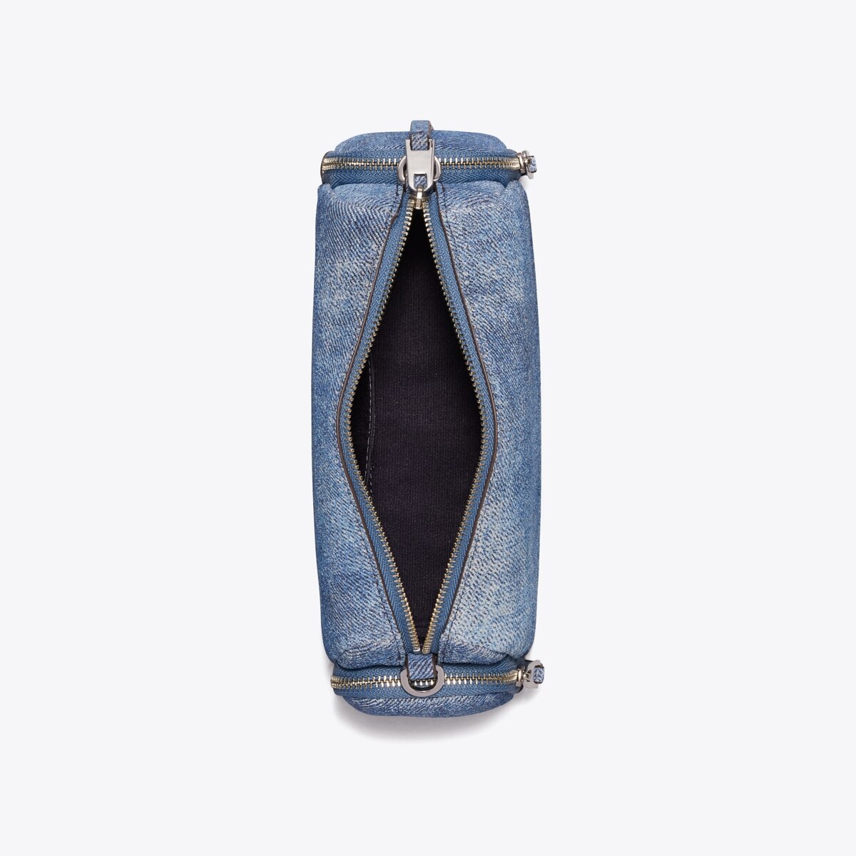 Perry Denim-Print Suede Voyager Crossbody Bag: Women's Designer