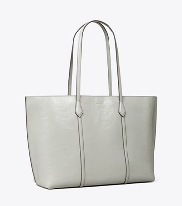 Tory Burch designer tote bags Perry Distressed Tote in Light Granite angle