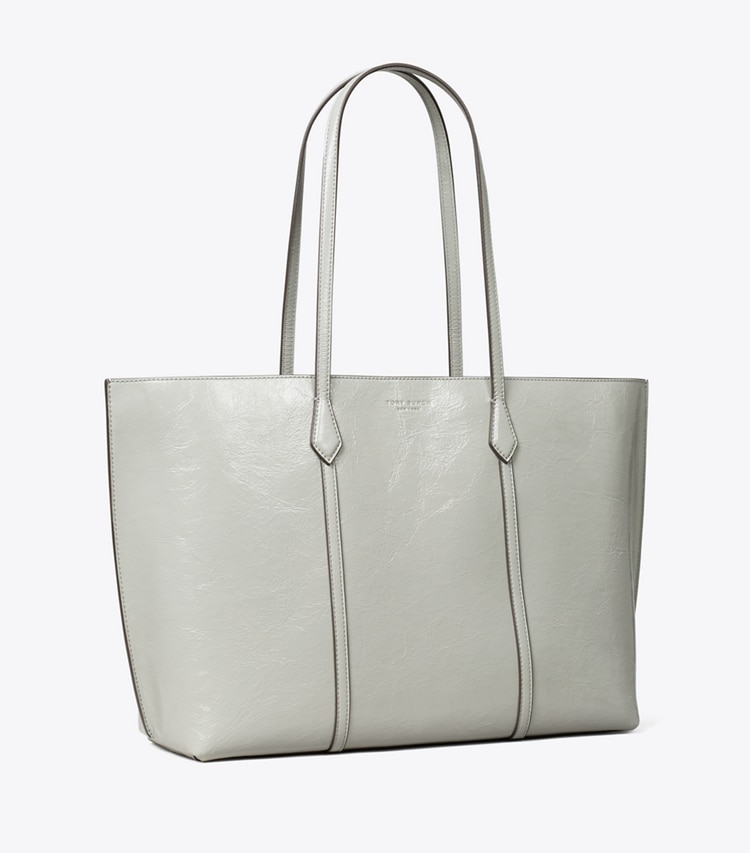Tory Burch designer tote bags Perry Distressed Tote in Light Granite angle