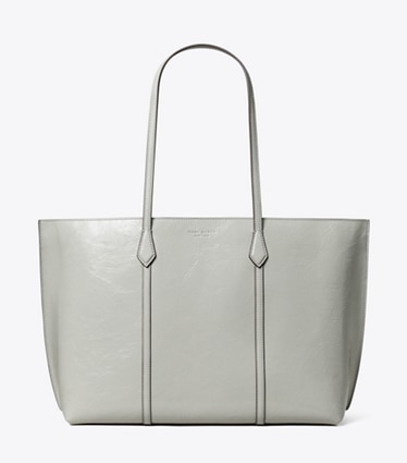 Tory Burch designer tote bags Perry Distressed Tote in Light Granite front