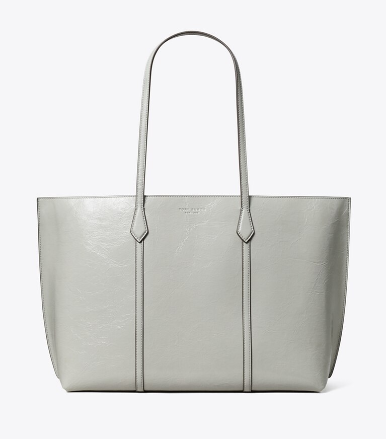 Tory Burch designer tote bags Perry Distressed Tote in Light Granite angle