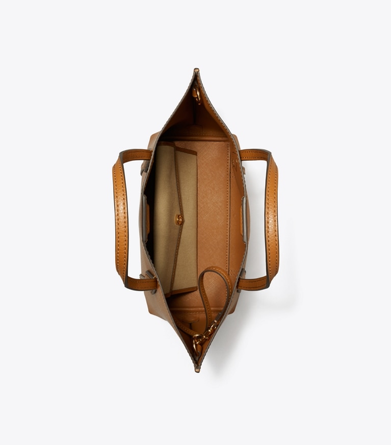 Tory Burch designer crossbody bags Perry Mini Tote in Autumn Brown angle