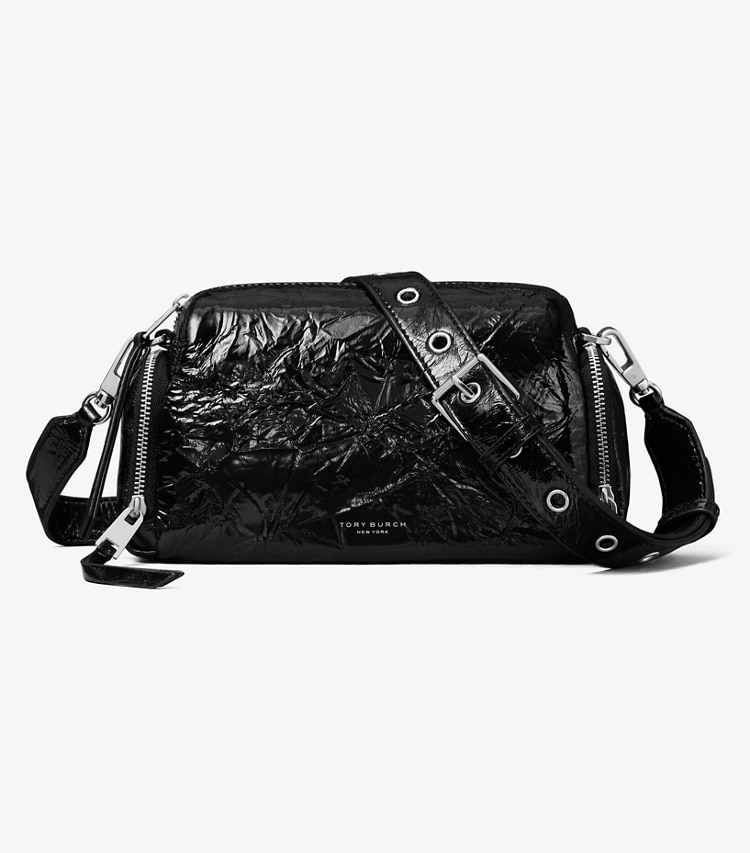 Tory Burch designer クロスボディバッグ ペリー パテント ボイジャー クロスボディバッグ in Black front