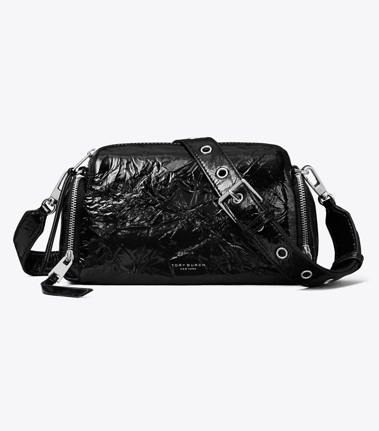 Tory Burch designer クロスボディバッグ ペリー パテント ボイジャー クロスボディバッグ in Black front