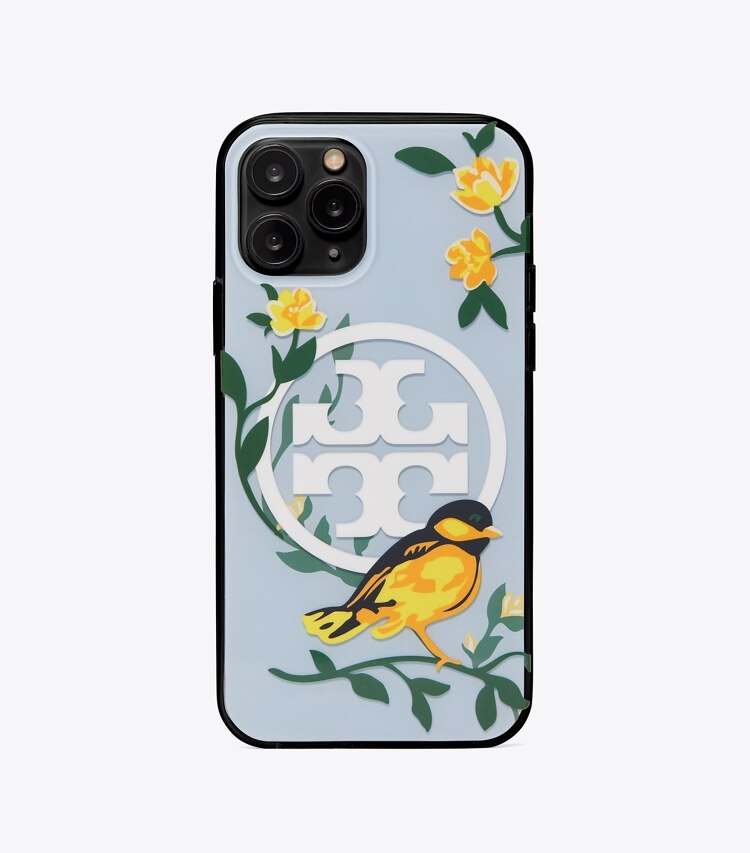 Tory Burch designer tech accessories Perry Printed Phone Case in GLACIAL BLUE angle