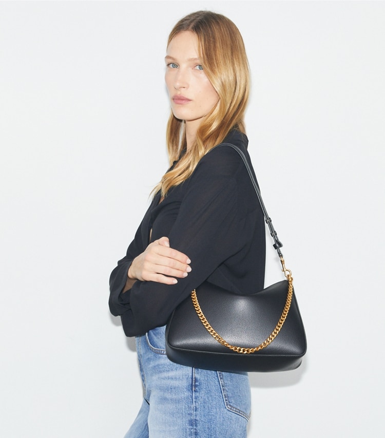 Tory Burch designer shoulder bags Perry Shoulder Bag in Black accessory on model