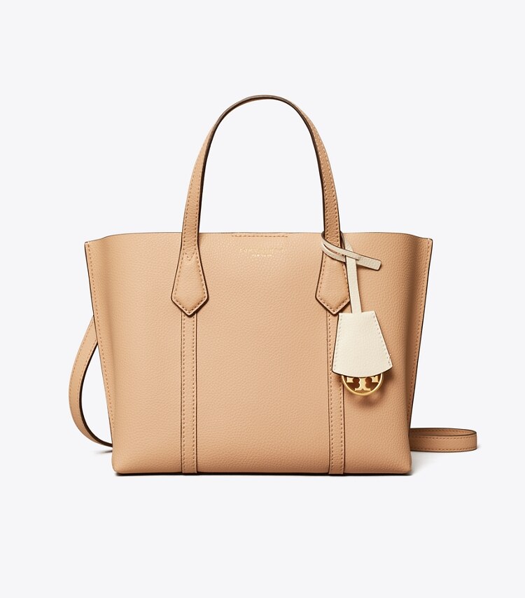 Tory Burch designer tote bags Perry Small Triple-Compartment Tote Bag in Devon Sand front