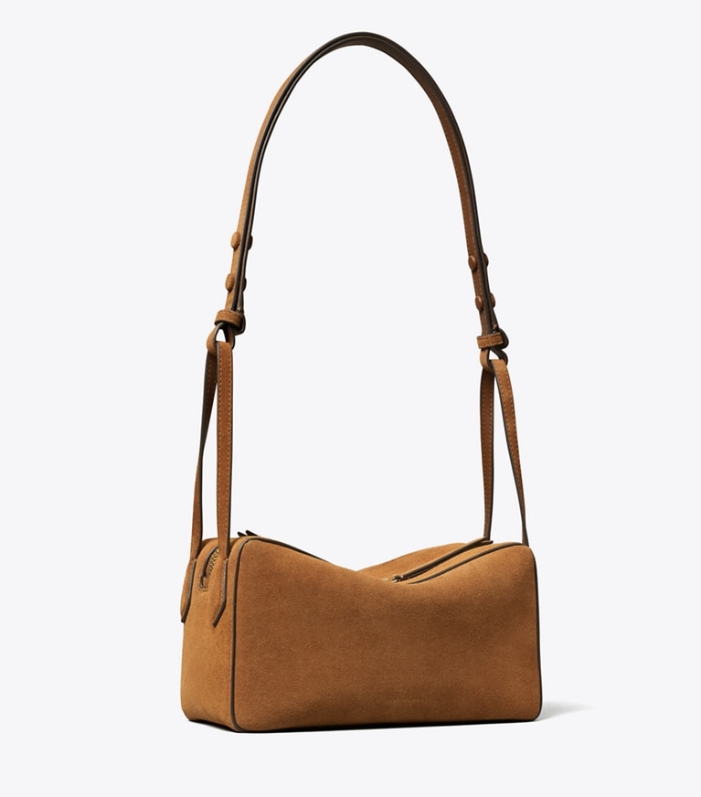 Tory Burch designer crossbody bags Perry Suede Crossbody in Umber angle