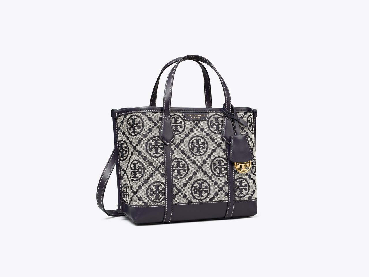 TORY BURCH Perry T Monogram Triple-Compartment Tote Large Bag