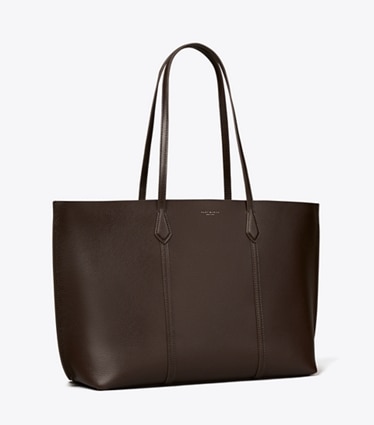 Tory Burch designer tote bags Perry Tote in Deep Brown angle
