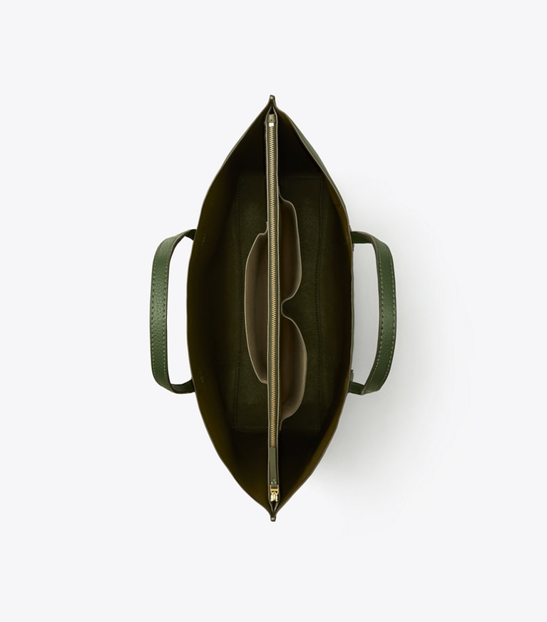 Tory Burch designer tote bags Perry Tote Bag mit drei Fächern in Basil angle